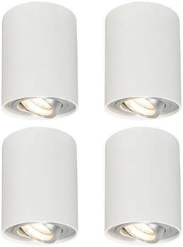 QAZQA Design Set aus 4 Spots weiß schwenk- und kippbar - Rondoo 1 up I Wohnzimmer I Schlafzimmer - Aluminium Zylinder - LED geeignet GU10 (95616)