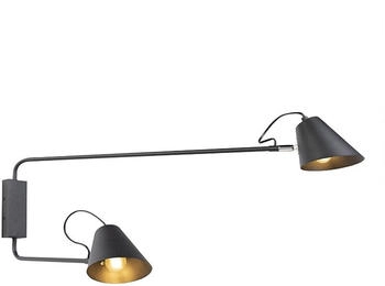 QAZQA Retro Design Wandleuchte schwarz 2-flammig-Licht einstellbar - Lune I Wohnzimmer I Schlafzimmer - Stahl Länglich - LED geeignet E27 (97366)