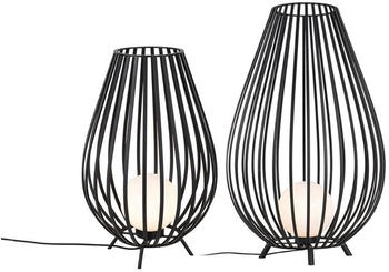 QAZQA Design Set Stehlampen schwarz mit Opal 110 cm und 70 cm - Angela - Stahl Rund - LED geeignet E27 (107688)