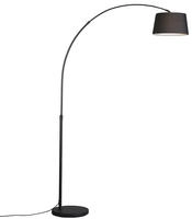 Qazqa - Moderne Bogenlampe schwarz mit schwarzem Stoffschirm - Arc Basic I...