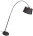 QAZQA Moderne Bogenlampe schwarz mit schwarzem Stoffschirm - Arc Basic I Wohnzimmer - Stahl Rund - LED geeignet E27 (91643)