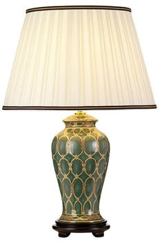 Licht-Erlebnisse Nachttischlampe JUYA, ohne Leuchtmittel, Nachttischleuchte 68 cm Creme Grün Stoff Keramik E27 Klassisch (ED1/5/0317)