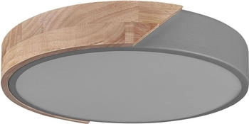 Beliani LED Deckenleuchte Metall Acryl grau Holzoptik rund warmweißes Licht Pattani [EEK: G] (319733)