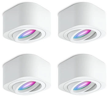SSC-LUXon LED Aufbaustrahler TEARA Aufbauleuchte weiss schwenkbar flach mit RGB+ WLAN LED dimmbar, Warmweiß bis Tageslicht E