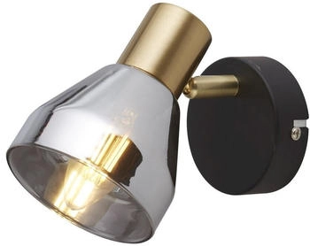 Searchlight Wandleuchte, Rauchglas, Stahl messing, schwarz, H 17 cm (129587)