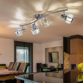 Globo Chrom Decken Lampe Kristall Strahler schwenkbar Wohn Zimmer Glas Spot Leuchte