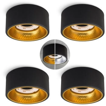 SSC-LUXon Aufbauleuchte OLINO Deckenlampe Spot Aufbauleuchte schwarz warmwei&szlig; GX53 Fassung (7394)