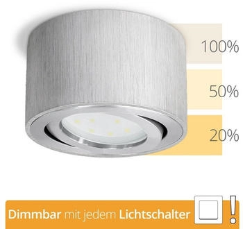 SSC-LUXon LED Aufbaustrahler CELI-1A Aufbauspot flach Alu gebuerstet schwenkbar mit fourSTEP LED, Warmweiß E