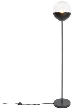 QAZQA Stehlampe Eclipse, ohne Leuchtmittel, E27, Schwarz, Retro, Glas, 1-flammig (106134)