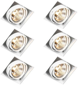 QAZQA Set mit 6 Einbauspot weiß GU10 AR111 trimless verstellbar - Oneon I Wohnzimmer I Schlafzimmer - Stahl - LED geeignet GU10 (109870)