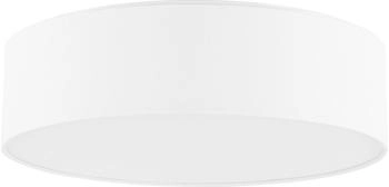 Beliani Deckenleuchte Weiß Stoffschirm rund flach ø45 cm Trommelform Moderne Deckenlampe (137294)