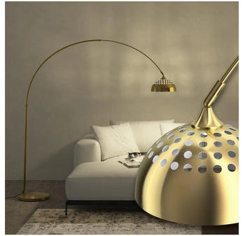 TecTake Bogenleuchte Arcus, Stahl, Retro-Stil, 60W - gold - gold Stahl 405201