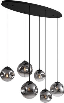 QAZQA Art-Deco-Pendelleuchte schwarz mit Rauchglas 6-flammig - Douglass (108781)
