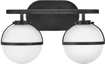 Elstead Lighting Wandleuchte, Wandlampe Badezimmerleuchte Wandleuchte Stahl Glas Schwarz H 23cm IP44 (009093045501)