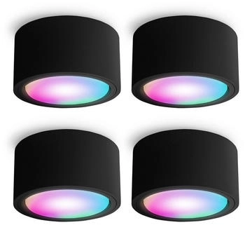 SSC-LUXon LED Aufbaustrahler CELI-X flacher Aufbauleuchte in schwarz rund mit Smart WLAN RGB LED, RGB & Weißtöne F