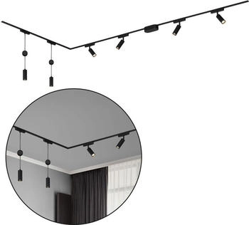 Briloner Luxtrail Schienensystem, KomplettSet, 4x LED Spots, 2x LED Pendel, Schwenkbar, Hnverstellbar, Schwarz, 3m (8035065)