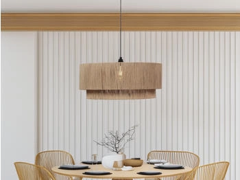 Trio Pendelleuchte Smilla, Jute/schwarz, 60 cm (366890136)