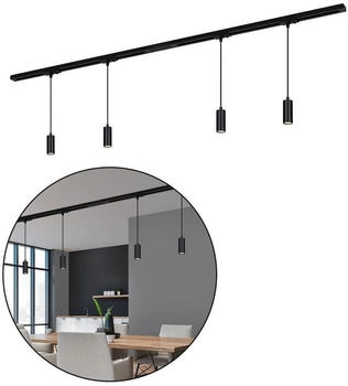 Briloner LED Pendelleuchte 8016045B, LED fest integriert, 2700K Extra-Warmweiß, Schienensystem Rail 1,5 m Schwarz 4,5W