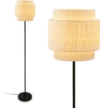 Briloner Papper Stehlampe, Bastschirm, Ein/Aus Fu&szlig;taster, Boho-Stil, E27 Fa&szlig;ung, Natur, &Oslash;30x165 cm (1851014)