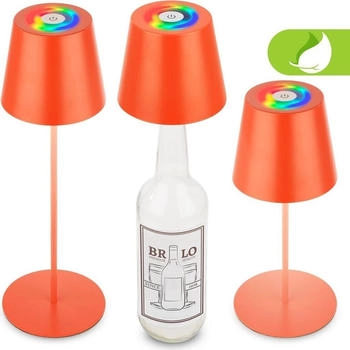 Briloner Calida 3 in 1 LED Tischlampe kabellos IP44, Dimmbar, RGB+W, Touch, Akku, Flaschenaufsatz, Orange, &Oslash;12x36 cm