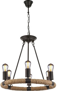 Globo Hanf Seil Hänge Kron Leuchter FILAMENT Decken Pendel Lampe im Set inkl. LED Leuchtmittel (85264)