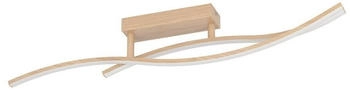 Eglo LED Deckenlampe Grisolia, geschwungene Metall und Kunststoff in Holz-Optik, neutralwei&szlig;, L 84,9 cm (901211)
