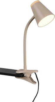 Trio Reality Leuchten LED Klemmleuchte Pongo R25831143 Kunststoff Warm beige Holznachbildung inkl. 4.5 Watt LED Flexarm