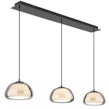 Globo H&auml;ngeleuchte schwarz Chrom Metall Glas B/H/L: ca. 34x20,5x101 cm