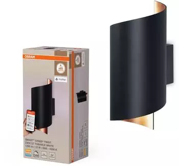 Osram SMART+ Matter Wall Twist LED Wandleuchte Schwarz 230x127mm 12W 700lm TW 3000-6500K WiFi Alexa Alu (4099854475054)