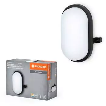 LEDVANCE Bulkhead LED 4W/7W/9W CCT Schwarz IP65 Wand-/Deckenleuchte mit Schutzkorb Kellerleuchte Feuchtraumleuchte (4058075845541)
