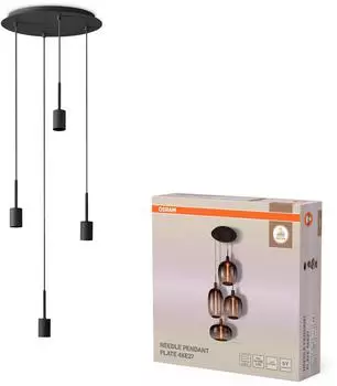 Osram Decor Pendelleuchte Needle Plate 4xE27 dunkelgrau Stahl 2m Textilkabel minimalistisch (4058075848481)