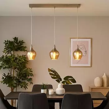 ETC Shop 3-flame glass pendant light White/Silver