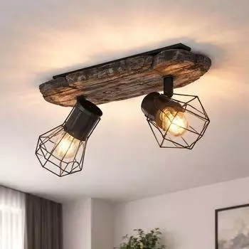 Globo Ceiling spotlight Black/Wood