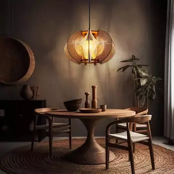 ETC Shop Wood/black pendant light – ETC Shop Wood/black pendant light – Warmweißes Licht für behagliche Essatmosphäre