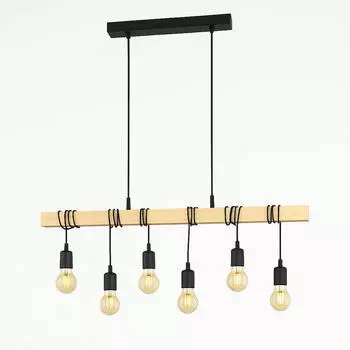 ETC Shop Wooden pendant light 6 flames Wood