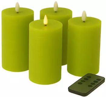 Fachhandel Plus LED Kerzen mit Timer 15 x 7,5 cm gr&uuml;n