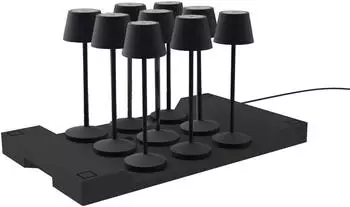 Lumisky Set of 9 cordless table lamps EMILY with charging tray Black