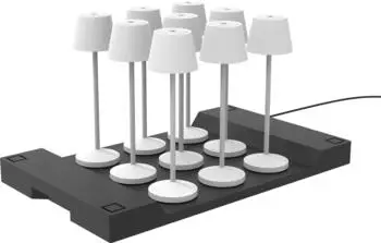 Lumisky Set of 9 cordless table lamps EMILY with charging tray White