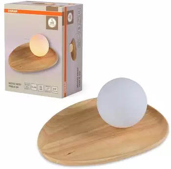 Osram Decor Wood Nest Tischleuchte Braun Kautschukholz G9 Fassung Metall Glas Textilkabel