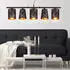 ETC Shop Pendelleuchte RGB LED dimmbar mit Fernbedienung, Textil, schwarz/gold, 5x3,5W