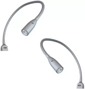 Kalb Flexible LED-Bettleuchte Warmweiß mit USB-Ladefunktion, Alu silbergrau