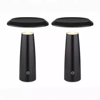 Globo LED Tischlampe Touchdimmer Akku 1,2W warmwei&szlig; schwarz, 2er Set (14x20cm)