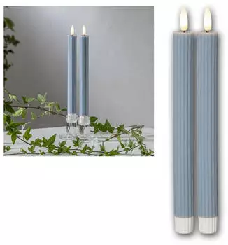 Star Trading Flame Stripe LED Stabkerze Echtwachsmantel mit Timer, 2er-Set, 24x2,3cm (061-69)