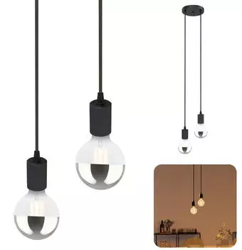 SSC-LUXon PARU 2-flammige Pendelleuchte, schwarz, E27, warmweiß, 7W