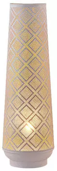 Marrakesch Orient & Mediterran Interior Qantas Boho Tischlampe / Stehlampe, Metall, Wei&szlig; & Gold, 47cm (di-1362a-we)