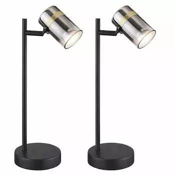 Globo Tischleuchte schwenkbar, Metall, Schwarz, GU10, 2er Set (H 35cm)