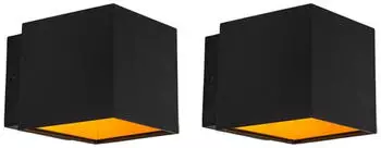 QAZQA Caja Wandleuchte 2-flammig LED 6W Aluminium Schwarz/Gold (96140)