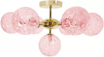 Beliani Anadyr Deckenleuchte 7-flammig Glaskugeln Rosa/Gold (Anadyr)