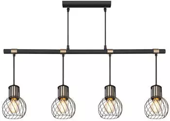 ETC Shop Käfig Pendelleuchte RGB LED, Gitter Design, Gold, 87cm, mit Fernbedienung