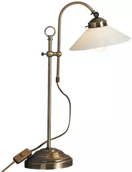 Globo LED Tischleuchte h&ouml;henverstellbar, Metall altmessing, Glas opal, E14, H54cm